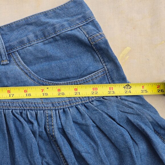 GOTH BOHEMIAN BLUE DENIM RUFFLE IRREGULAR HEM HIGH LOW SKIRT 2x 18 20 - Picture 16 of 16